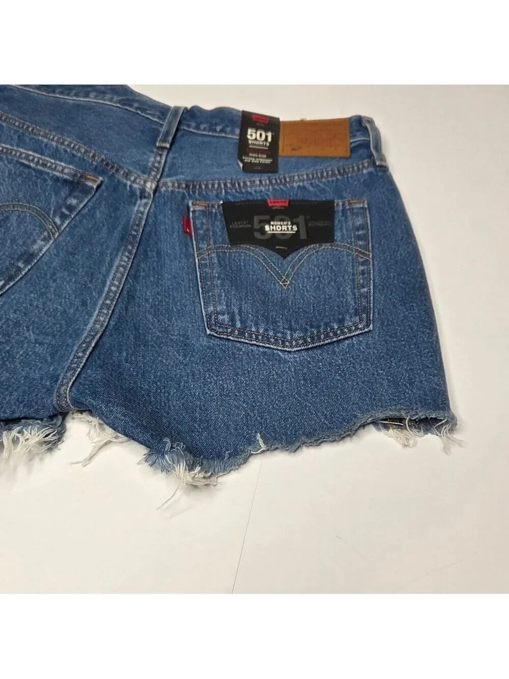 Levi's 501 Original Style Premium Denim High Rise Shorts Cut Off Women's Size 31 - Picture 11 of 16